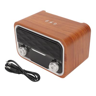 Retro-Bluetooth-Lautsprecher, FM-Radio, Uhrfunktion, Multi-Input, Vintage-Lautsprecher mit kabellosem Ladegerät