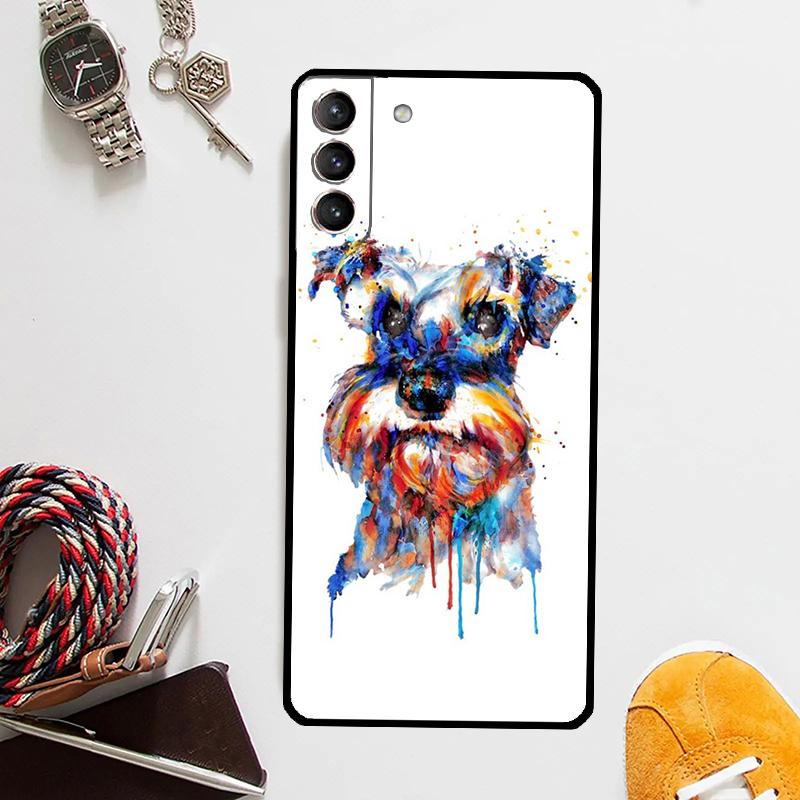 Cartoon Schnauzer Dog Case For Samsung Galaxy S25 Ultra S20 S21 S22 S23 Plus S24 Ultra S9 S10 S25 FE Cover Coque