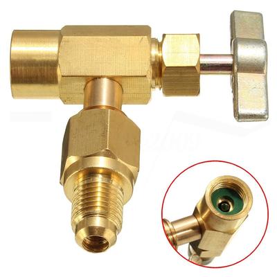 New R134A To R12 Top Mount Can Taper With Shut-Off Valve 1/2 To 1/4 Flare Tube