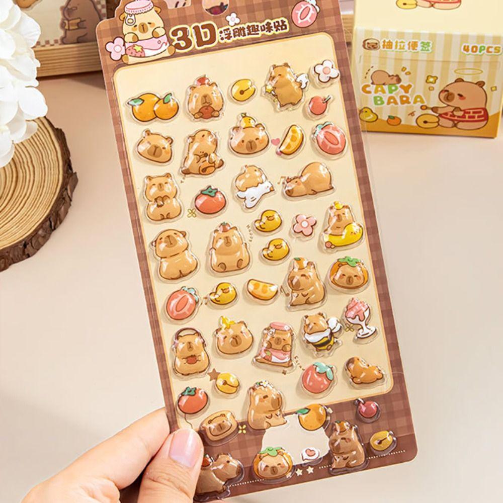 4pcs/Set Capybara 3D Drop Relief Sticker DIY Scrapbooking Journaling Crystal Stickers