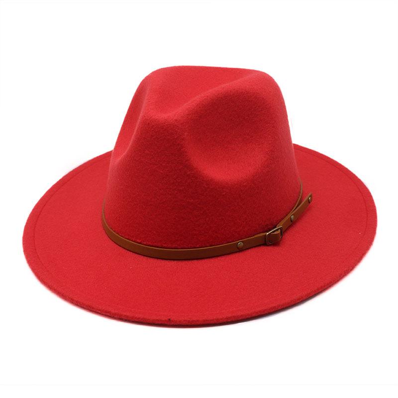 British Jazz Hat Season Wool Hat Simple Felt Big Eave Hat Tide Flat Edge Hat