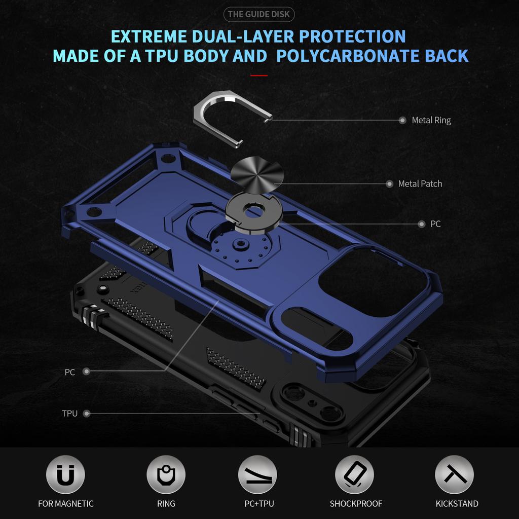 360° Rotatable Ring Holder Kickstand Phone Case for IPhone 17E 17 Air 16 15 14 13 12 11 Pro Max 7 8 Plus Shockproof Armor Cover