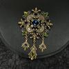 Qingdao medieval western antigo Florença clássico brincos de tarraxa broche indústria pesada metal diamante azul brincos pendentes joias