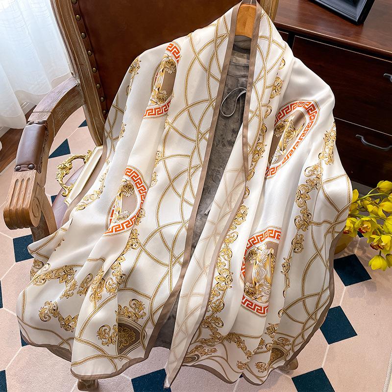 Shawl Silk Scarf Women's Versatile Spring and Autumn Silk Cheongsam with Hangzhou Gift Mother-in-law Gift Long Scarf