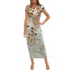 Women's Fashion Casual Print Round Neck Short Sleeve Long Dress