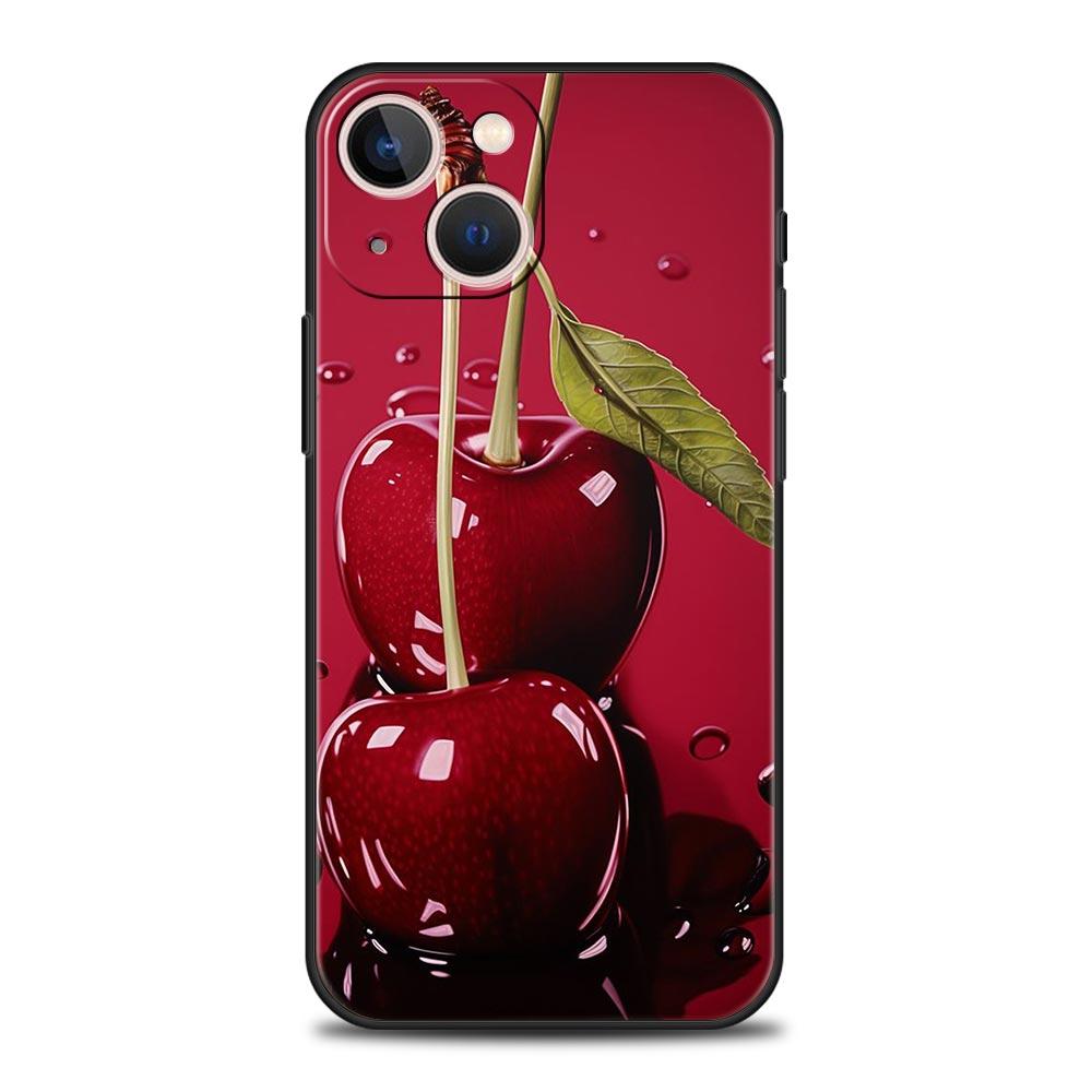 

Cherries Cherry Fruit Phone Case For iPhone 17 16 15 Pro Max 11 12 13 14 7 8 Plus SE 2020 X XR XS Cover Soft Black iPhone 15Pro Max