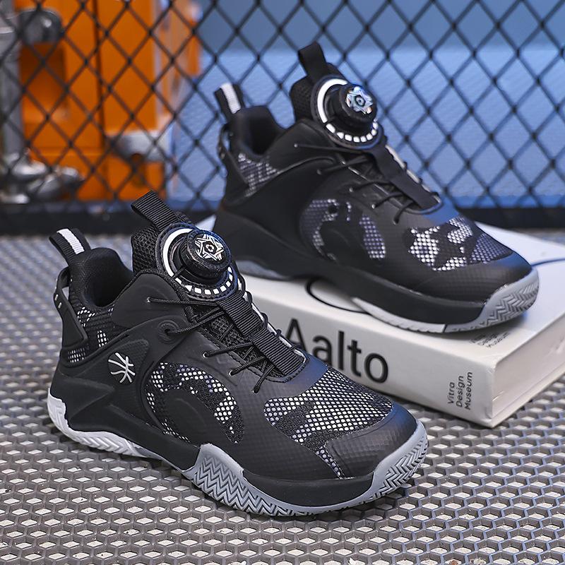 2025 spring new middle-aged and older boys mesh ventilation training running competition sports children's knob basketball shoes