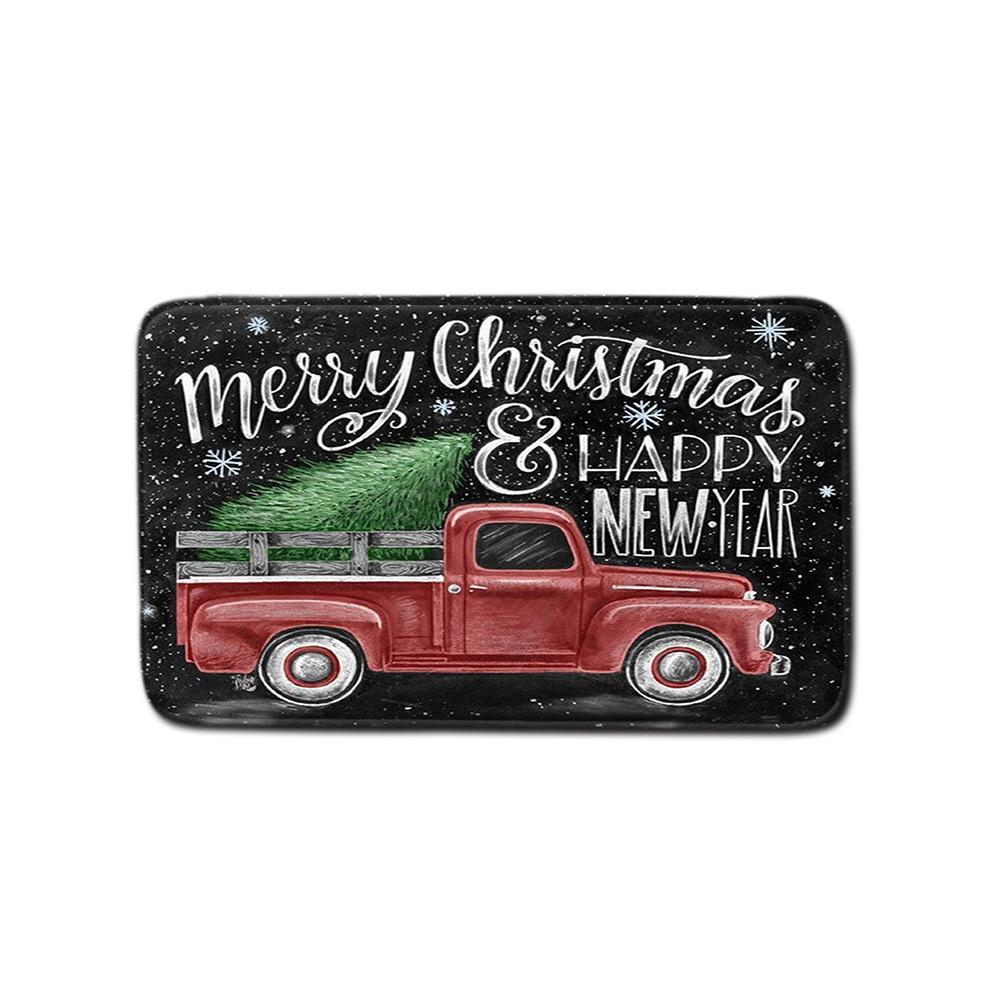 Christmas Shower Curtain Floor Mat Combination Four-Piece Set Bathroom Toilet Carpet Shower Room Mat Foot Mat