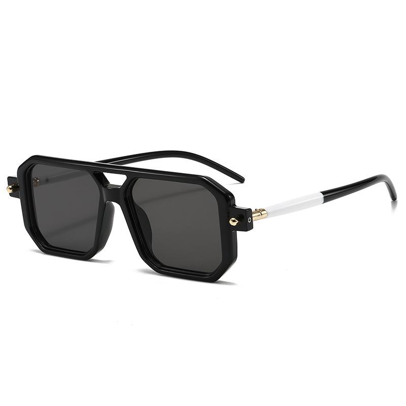 New Sunglasses European and American Fashion Street Shot Square Large Frame Sunglasses Trendy Double Beam Retro Swing Sunglasses