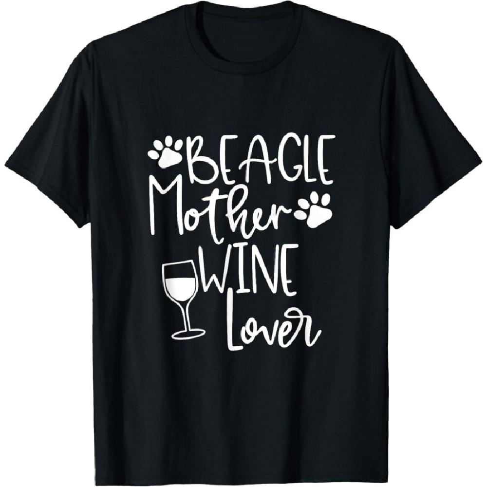 

Beagle T Shirt Women Dog Wine Gift Funny Graphic Tee Mom S