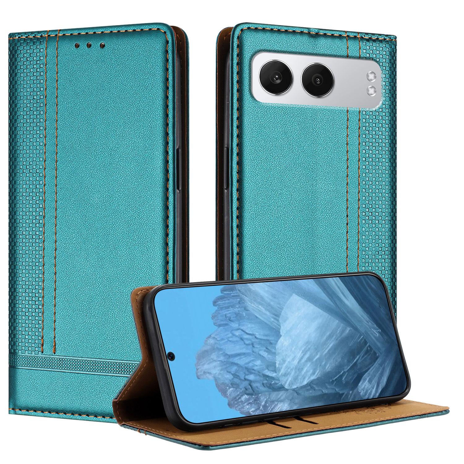 

Чехол для OnePlus Nord 4 Кожаный чехол-подставка с сетчатым узором в форме буквы L и отделениями для карт Green