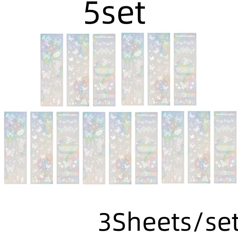 3 Sheets Butterfly Moon Star Stickers PET Transparent Decorative Stickers For Craft Album Journal Scrapbooking