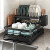 Stainless Steel Dish Drying Rack Adjustable Kitchen Plates Organizer with Drainboard Over Sink Plate Drainer Storage Organizer