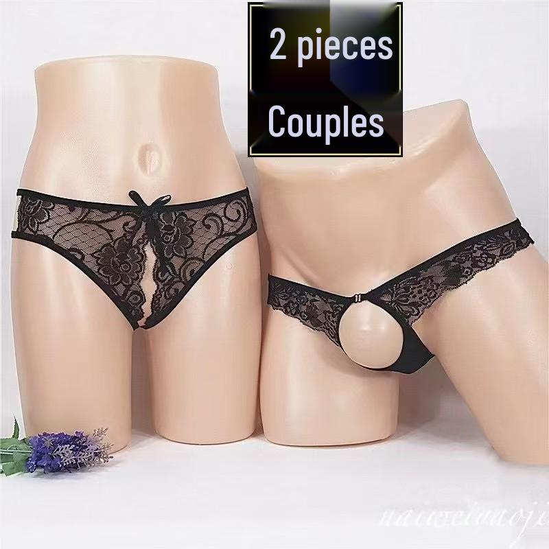 Flirty Couples Underwear - Matching Fun & Playful Designs with Open Crotch Feature.