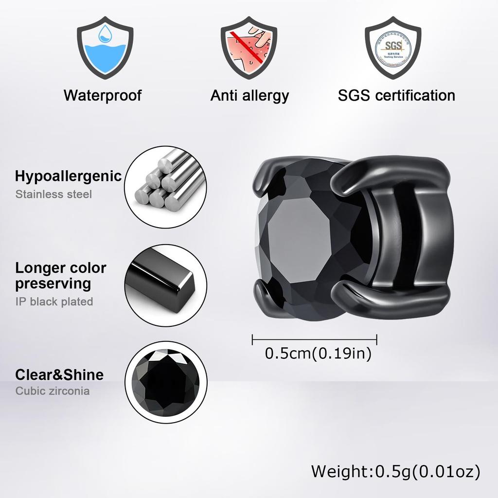 Hiphop Magnetic Ear Clip for Men Women,Crystal Zircon Metal Ear Clip,Non Perforated Ear Jewelry Gift