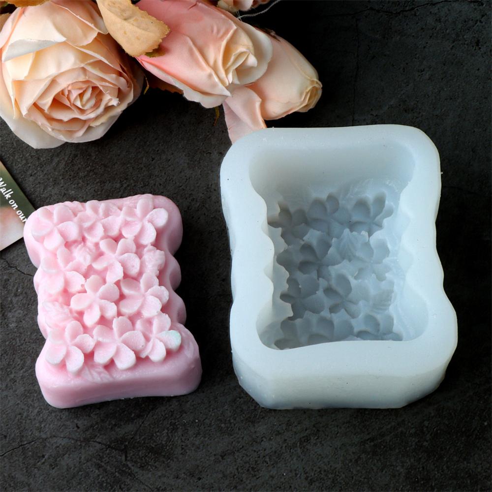 3D Flat Floral Pattern Relief Silicone Soap Mold DIY Lily Peony Floral Fragrance Soap Make Tool Silicone Mold
