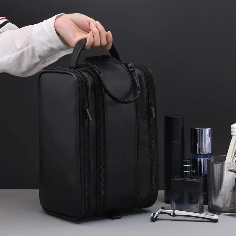 Neceser de PU para Mujer Hombre Portátil Esenciales de Viaje Bolsas de Maquillaje Impermeable Bolsa Colgante Organizador de Lavado Cosmético Bolsa con Particiones Bolsa para Cuidado de la Piel
