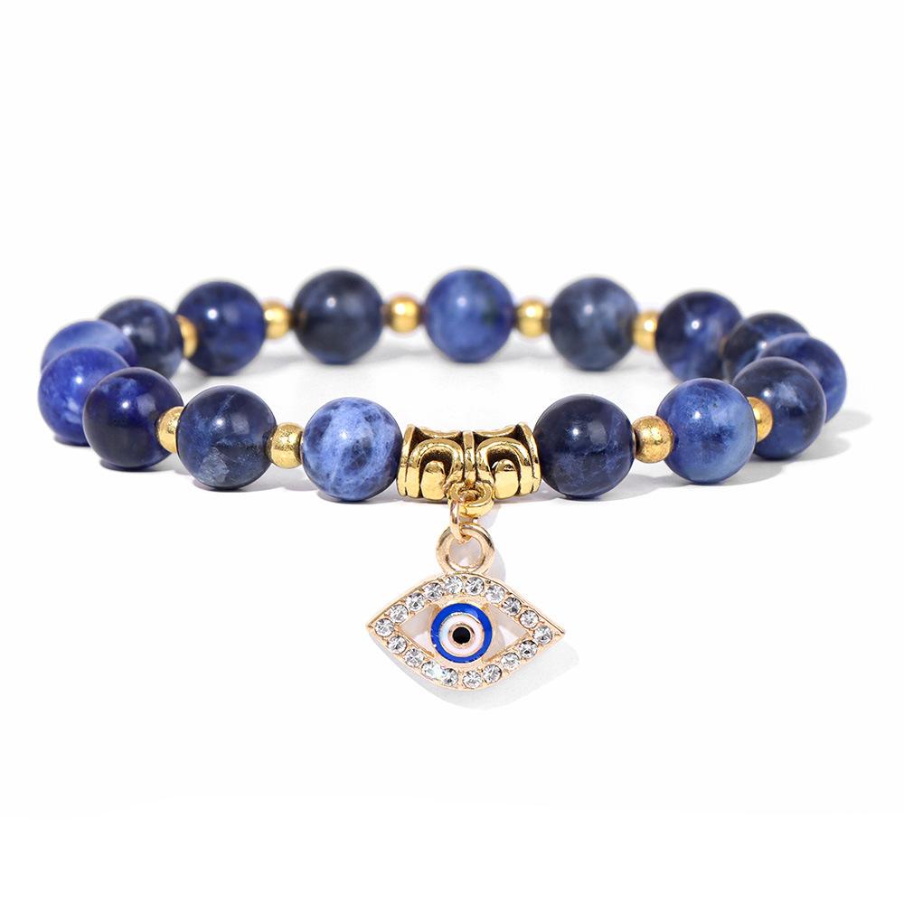 Fashion Evil Eye Natural Stone Beaded Bracelet for Women Men Amulet Protection Jewelry Yoga Spiritual Friendship Gifts