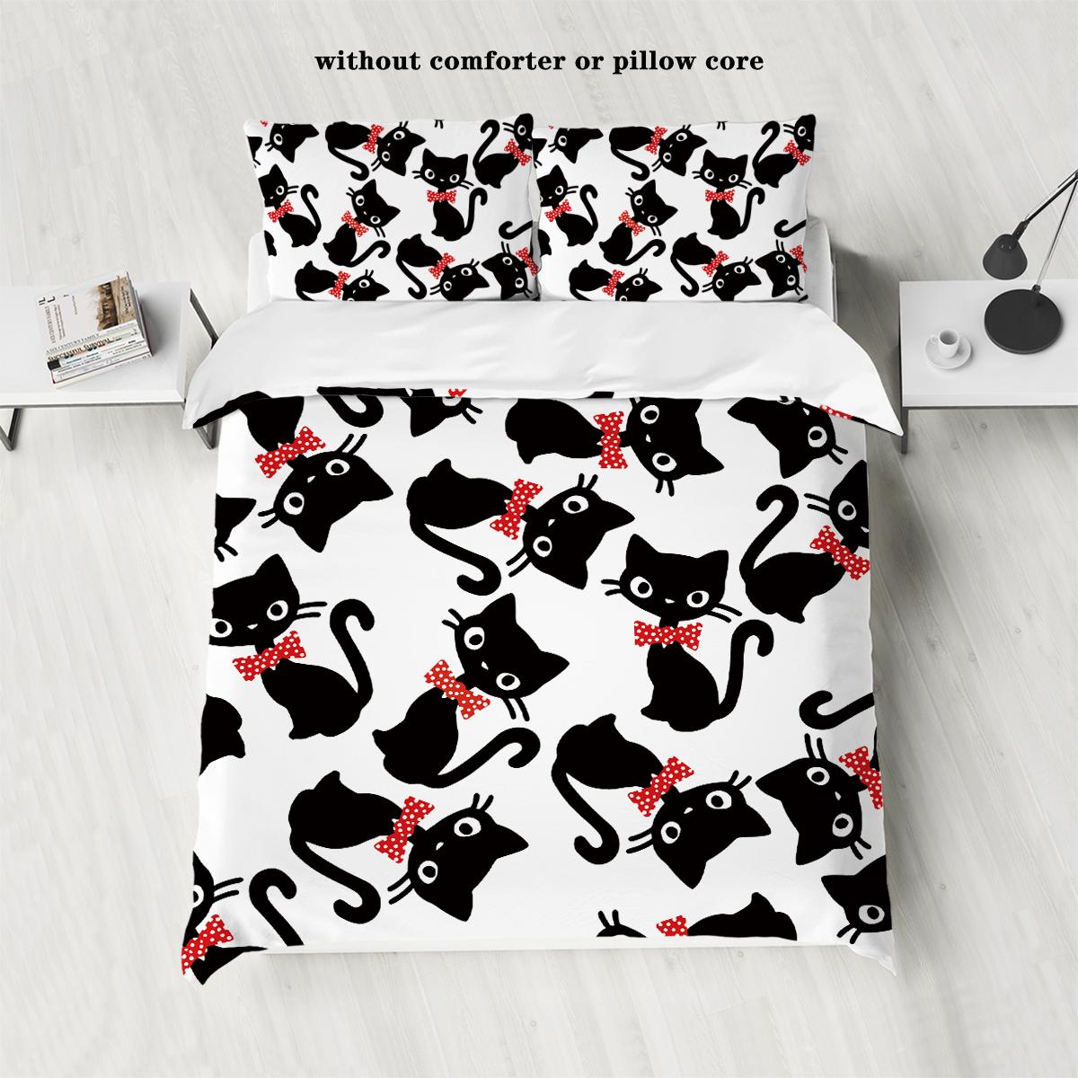 

Трехпредметный пуховый пододеяльник с принтом в виде кошек (1 пуховый пододеяльник+2 наволочки, без наполнителя) Мягкий и удобный постельный комплект 135x200cm-EU-Single