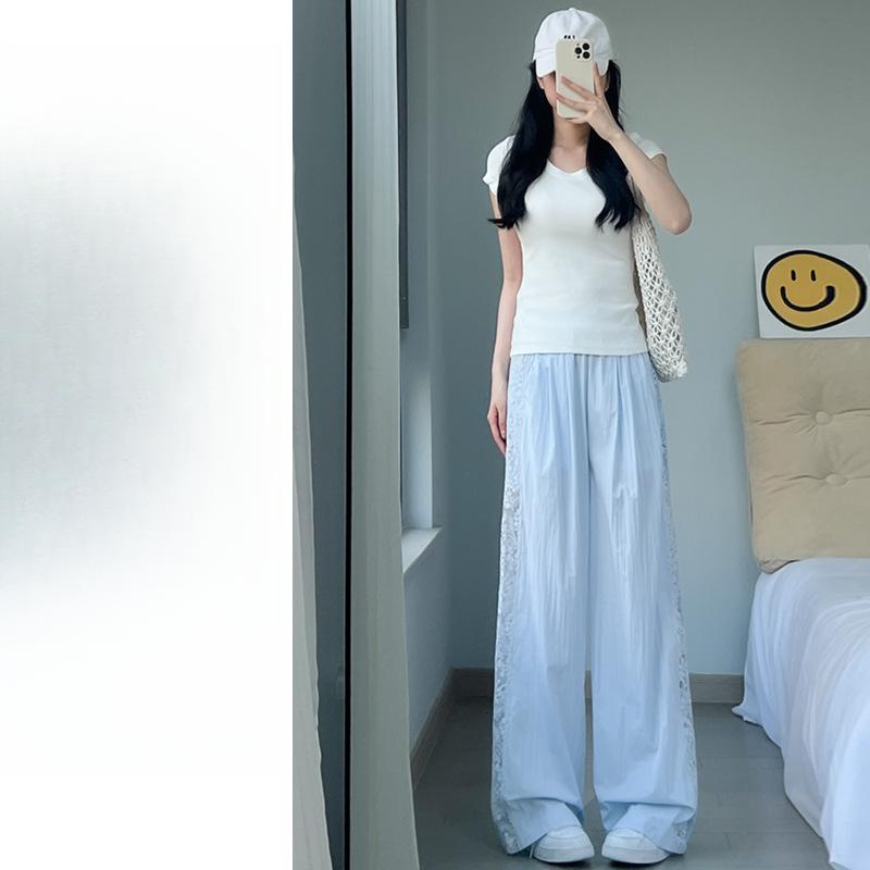 

Широкие брюки женские летние новые повседневные брюки с высокой талией и драпировкой XL