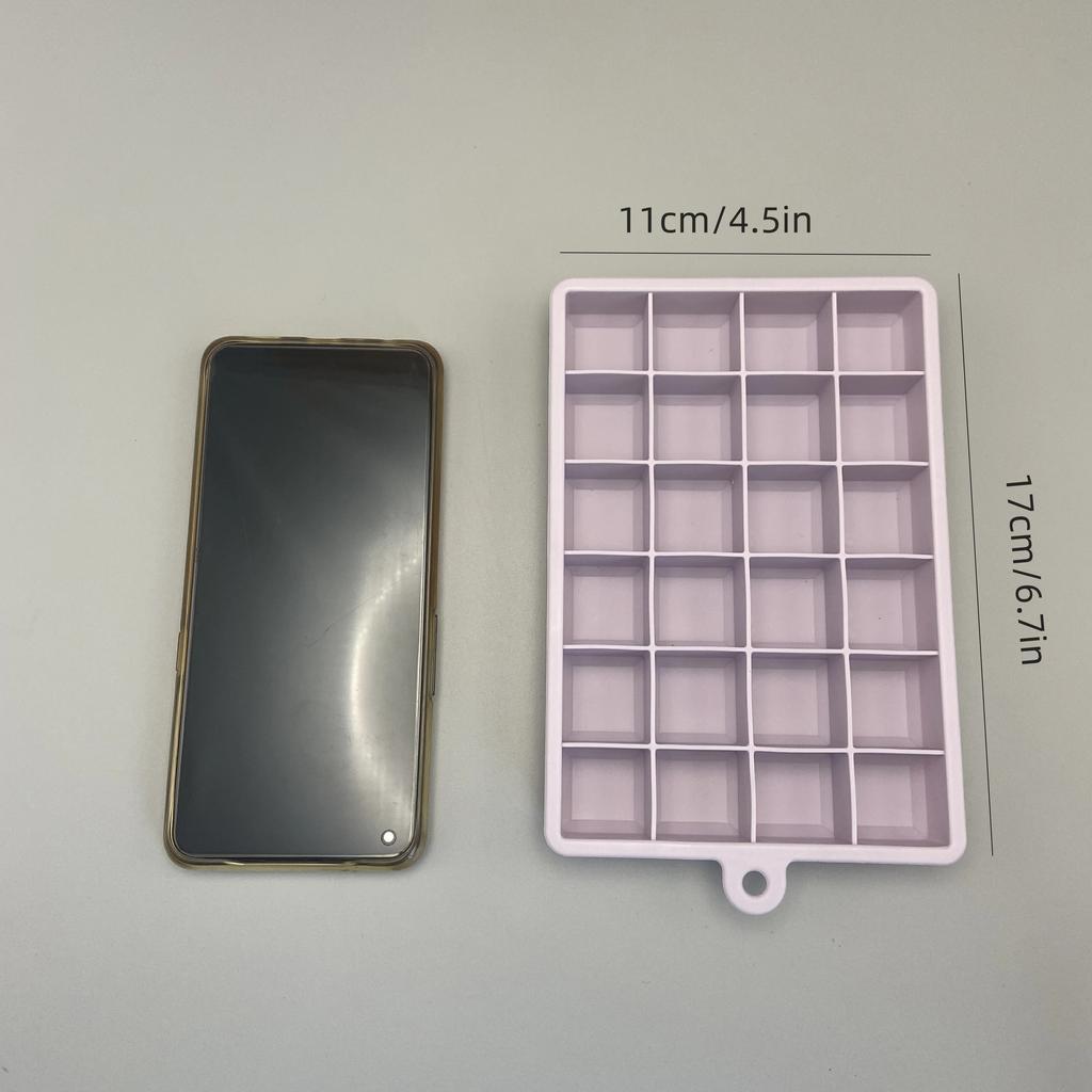 24-Grid Silicone Ice Cube Tray with Lid, Food Grade BPA-Free Easy Release Ice Mold for Home Bar, Kitchen, Cocktails, Whiskey