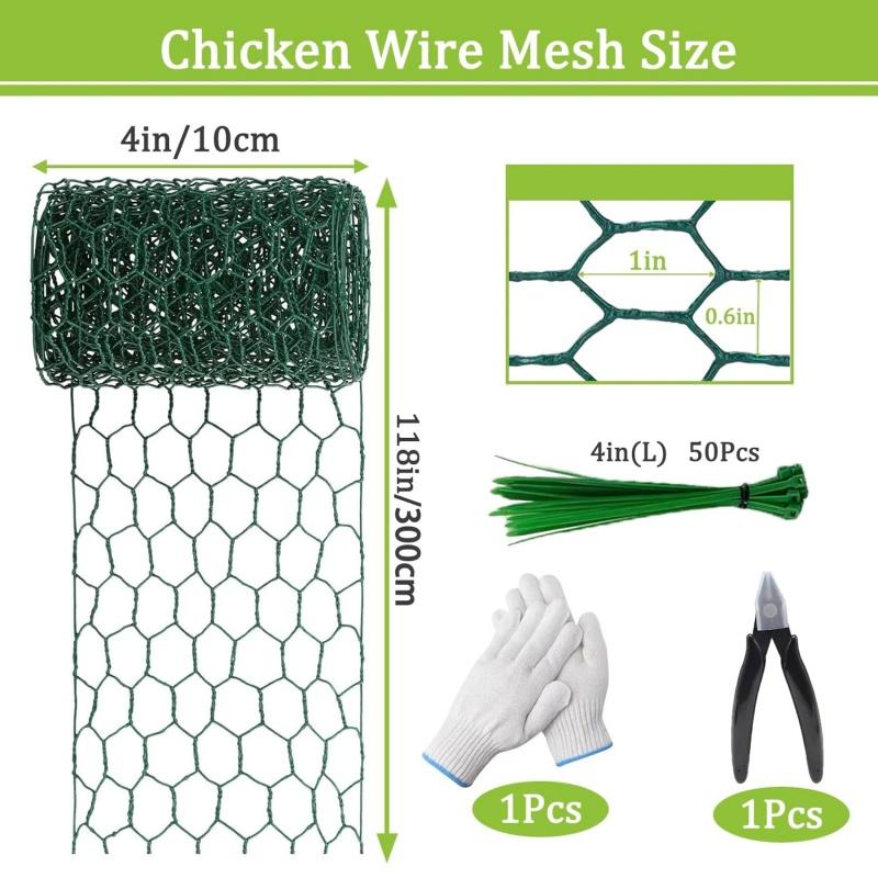Chicken Wire Mesh Fencing with Gloves, Ties & Cutter for Floral Arrangements