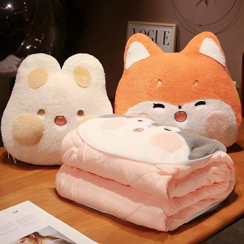 Thickened Foldable Nap Pillow & Blanket: Dual-Use Cushion Quilt for Office, Sofa, or Car - Free Shipping