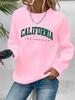 Women's Autumn and Winter Casual Loose and Comfortable California Los Angeles Letter Printed Round Neck Long Sleeved Pullover