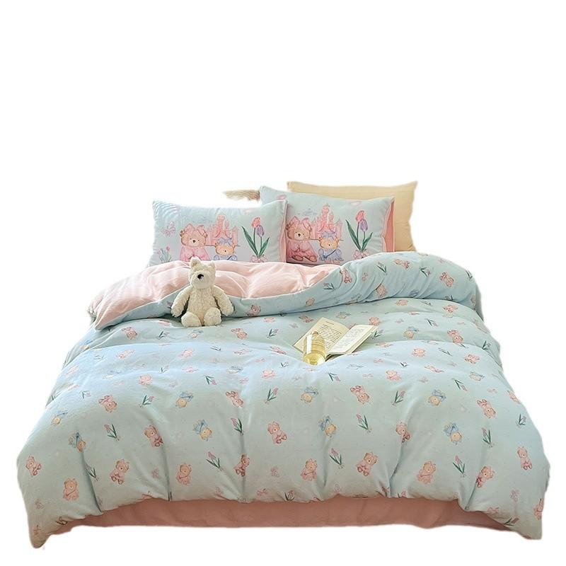 Thickened Milk Fleece Large Version Digital Printing Four-Piece Set, Fleece Thermal Sheets, Quilt Covers, Bedding