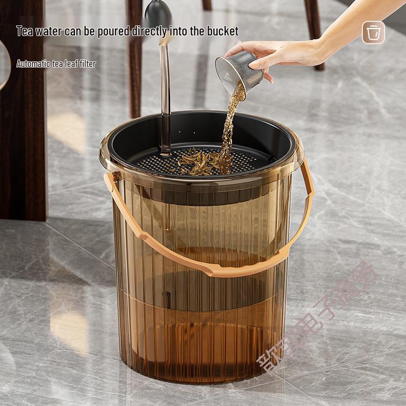 Tea Wastewater Bucket with Tea Leaf Filter and Wet/Dry Separation for Gongfu Tea Set Accessories