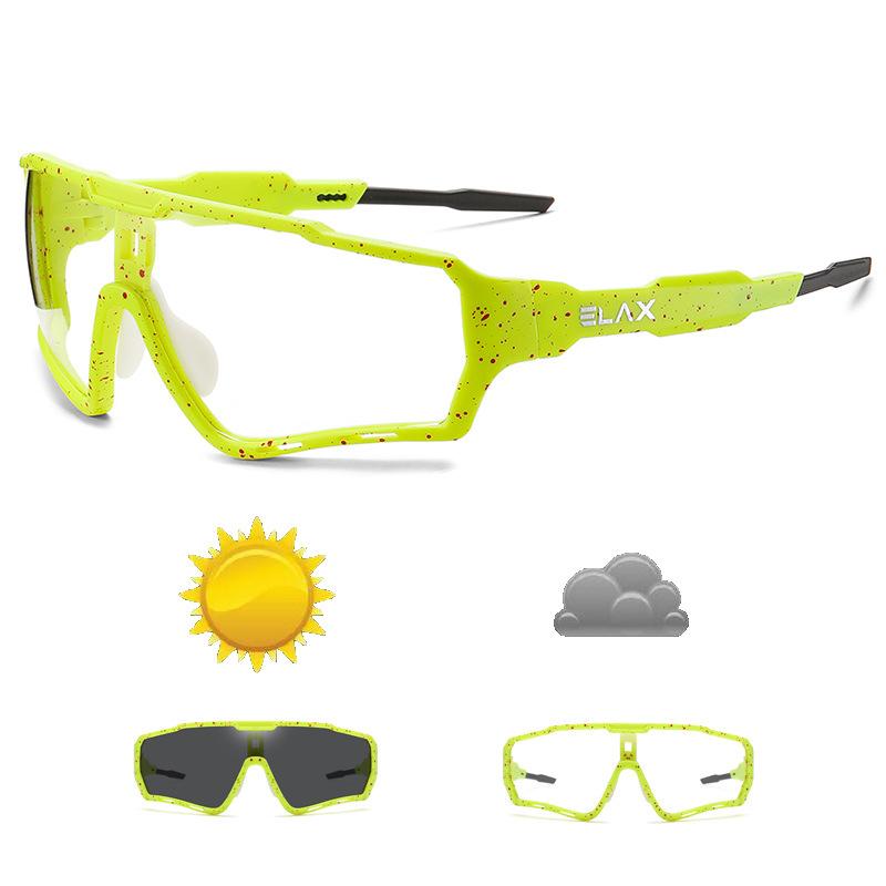 ELAX New Cycling Glasses Color-changing windproof outdoor sports glasses Single Bicycle Goggles