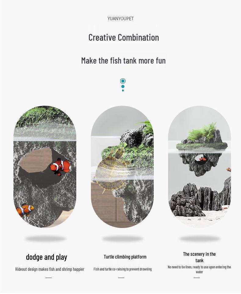 Floating Aquarium Stone Decoration – Ecological Scenery, Rockery, and Hiding Cave Ornament