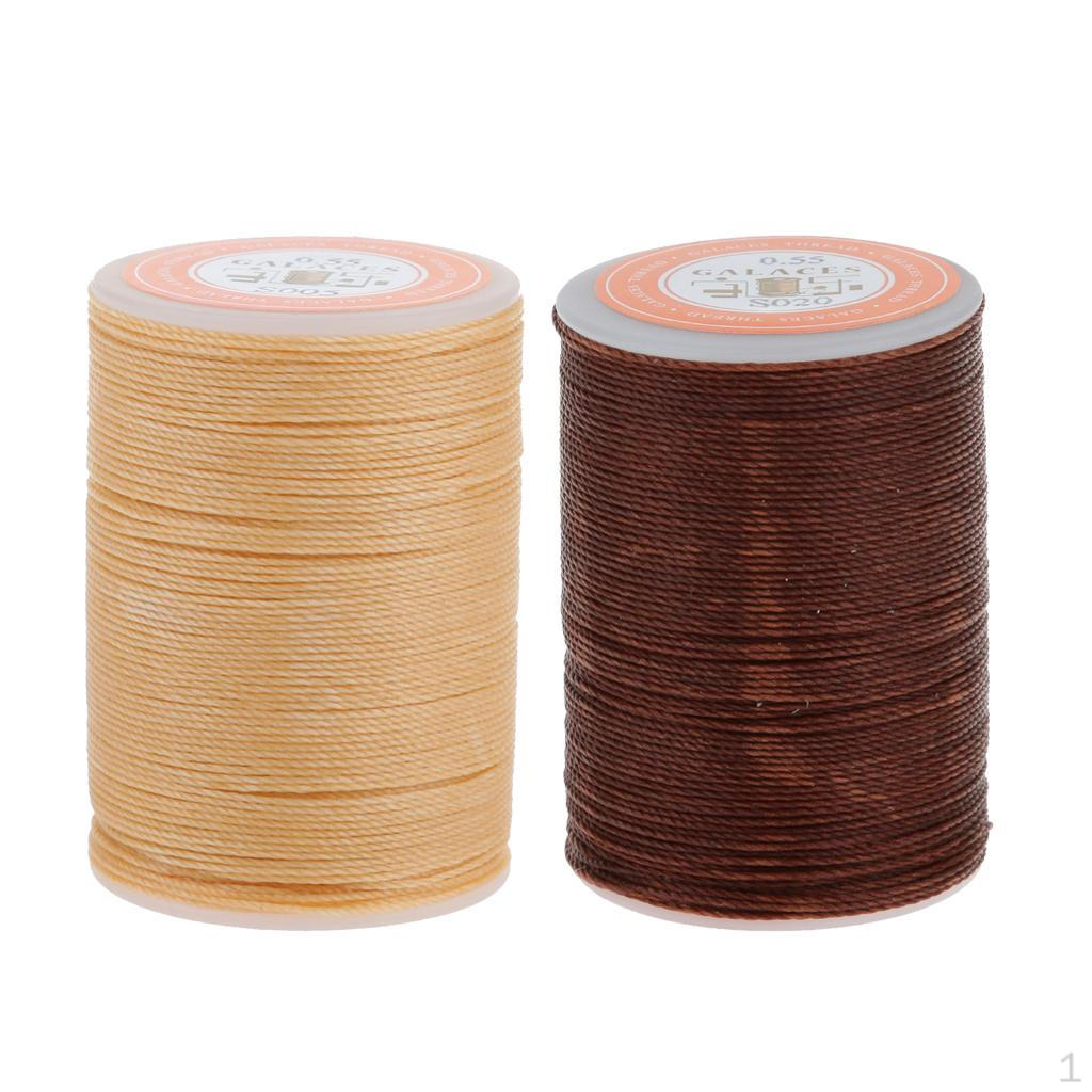 

2 катушки круглой вощеной нити для шитья, для ручной работы по коже, 0,55 мм