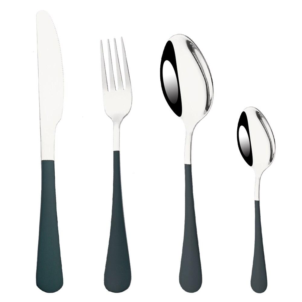 4Pcs White Gold Western Dinnerware Cutlery Set Dinner Flatware Knife Fork Spoon Stainless Steel Silverware Home Tableware Set
