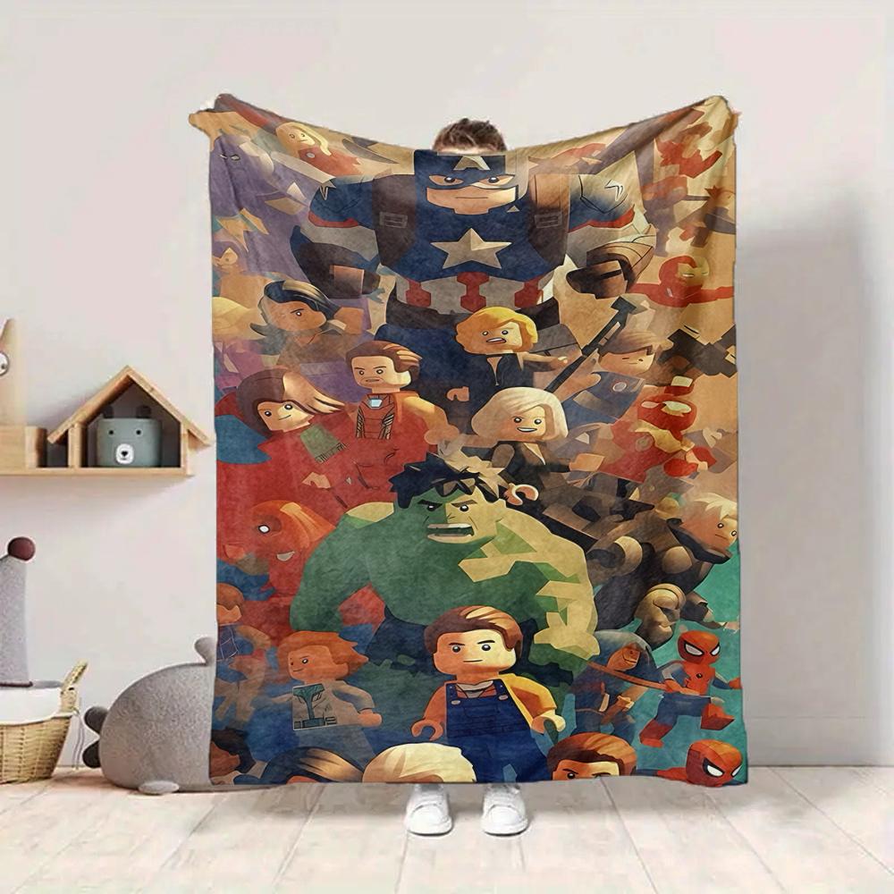 1Pc Lego Style Superhero Ensemble Flannel Fleece Blanket Soft Warm Throw Blanket For Sofa Bed Couch Home Decor Travel Nap Blanket Xmas Gift Q1576