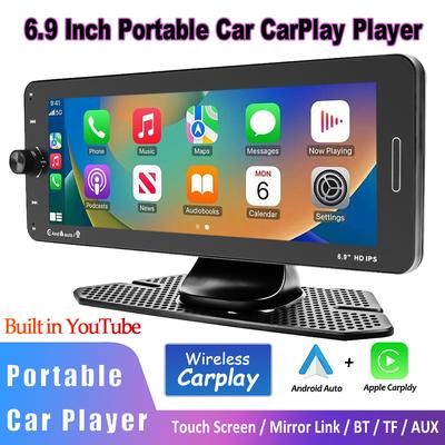 6.9 Inch Portable Car Radio Wireless Carplay HD IPS Display Touch Screen Player Mirror Link FM Transmitter DSP Built-in Youtube