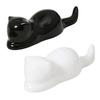 ZERONOWA Cat Brush Rest, Ceramic Calligraphy Accessory, Set of 2, Mini Cat Brush Rest, Paperweight, Decorative Figurine (White/Black)