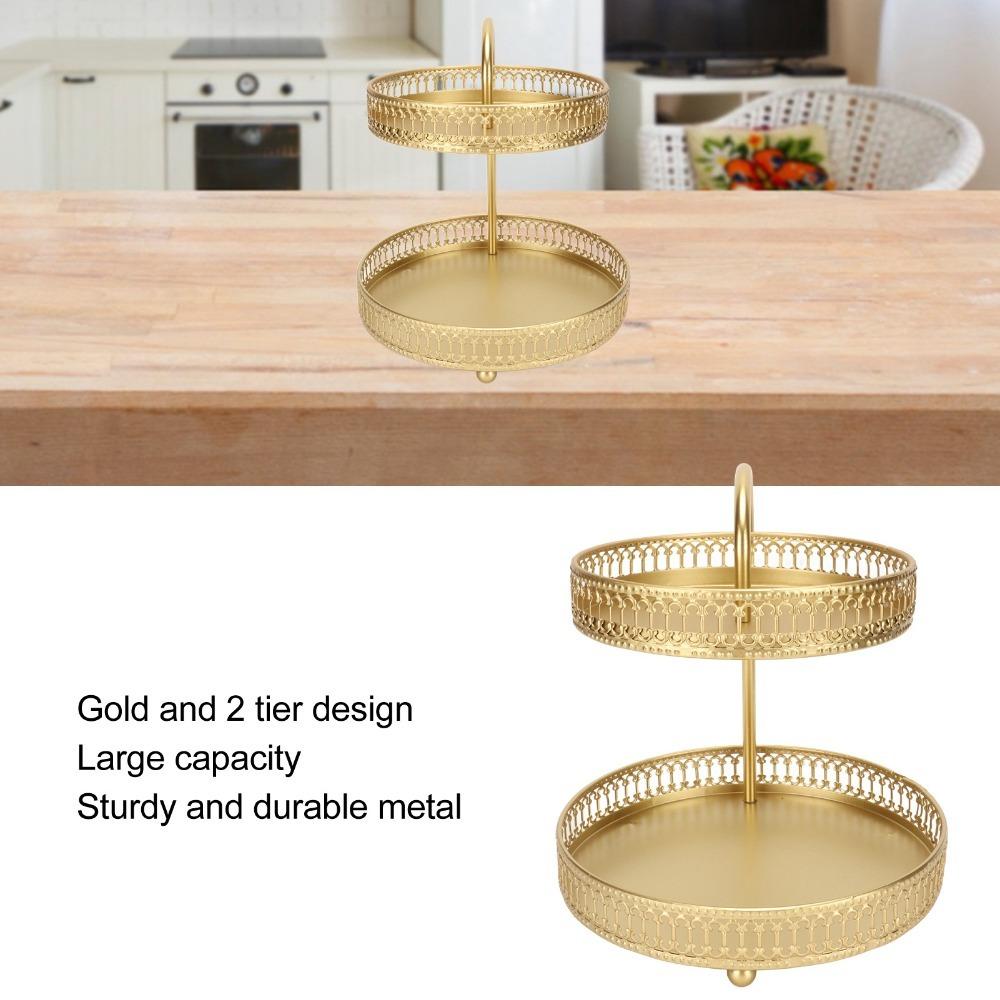 4pcs 2 Tier 2 Tier Cupcake Stand Metal 2 Tier Fruit Bowl Decorative Fruit Tray  For Home Kitchen