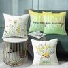 New Summer Throw Pillow Cover with Floral Letter Print Linen Throw Pillow Decoration Sofa Back Throw Pillow Cover