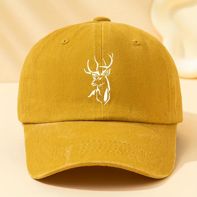 Men's Trendy Deer Head Print Baseball Cap Breathable Comfortable Adjustable Casual Hat Essential for Outdoor Sports and Travel