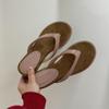 Wedge heel flip-flops shoes summer outer wear slippers 2025 new temperament versatile round head wedge heel high heel sandals women