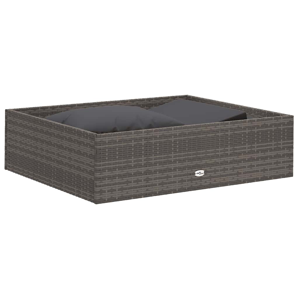 2 Piece Garden Lounge Set with Cushions Poly Rattan Gray