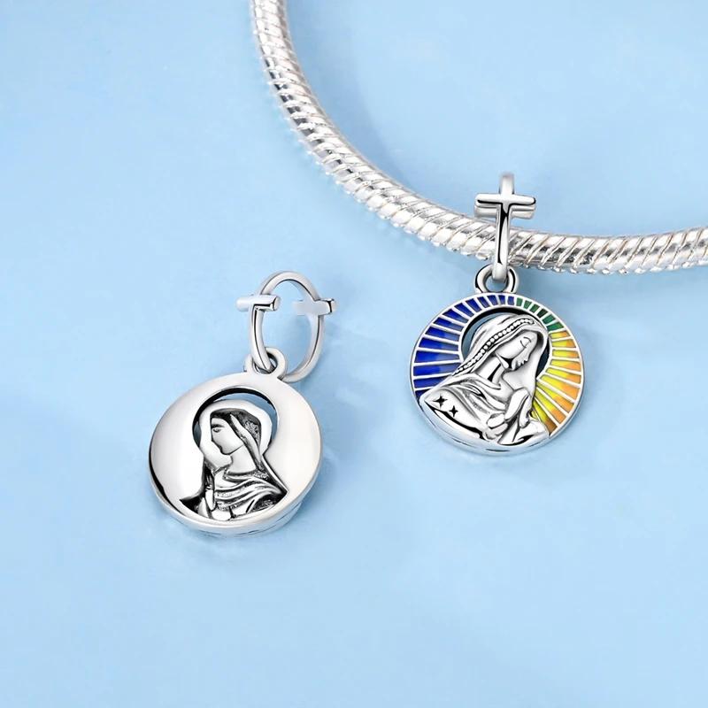 Fit Original Bracelet Copper Religion Cross Madonna Pendants Charms Beads For Women Jewelry Making Gift