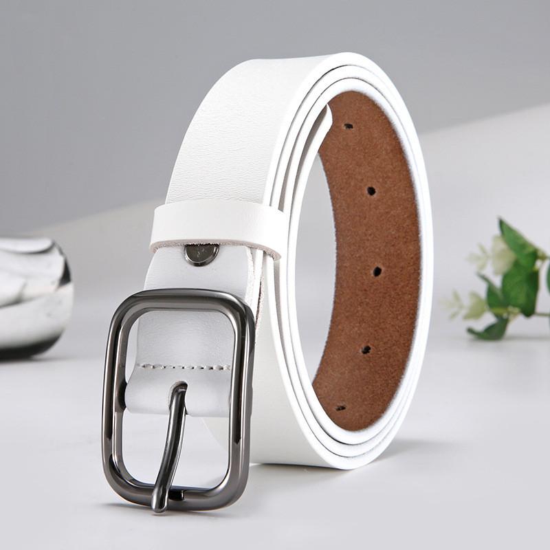 Classic Genuine Leather Womens Belt With Zinc Alloy Square Buckle For Casual Office Wear