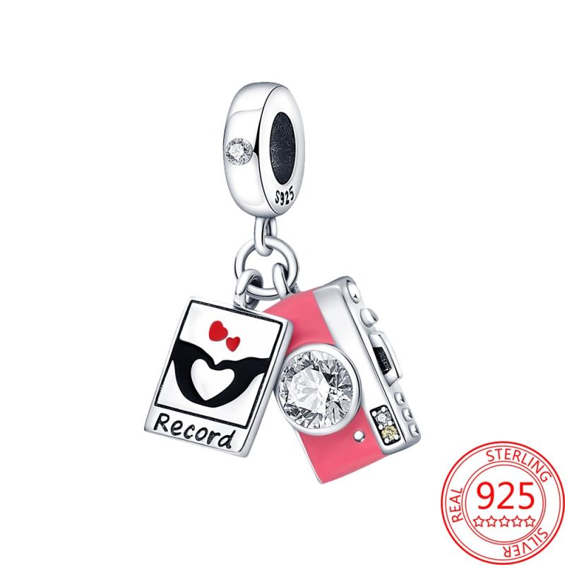 

Charm Bead Charms Authentic copper Pink Camera Pendant Bead Charms Compatible With Bracelets Diy Fine Gift Women Delicate Jewellery Accessory