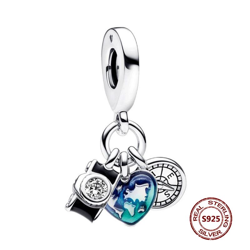 Charms camaleonte adatti a braccialetti originali alla moda in argento 925 con zircone, perlina a forma di polpo e tartaruga, ciondolo a forma di farfalla e lucciola, fai da te per realizzare gioielli