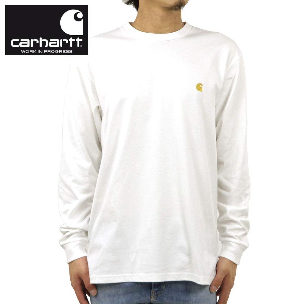 Carhartt WIP Logo Long Sleeve Size M Men's T-Shirt, White/Gold, (I026392 00RXX), Code 414258b001-3.
