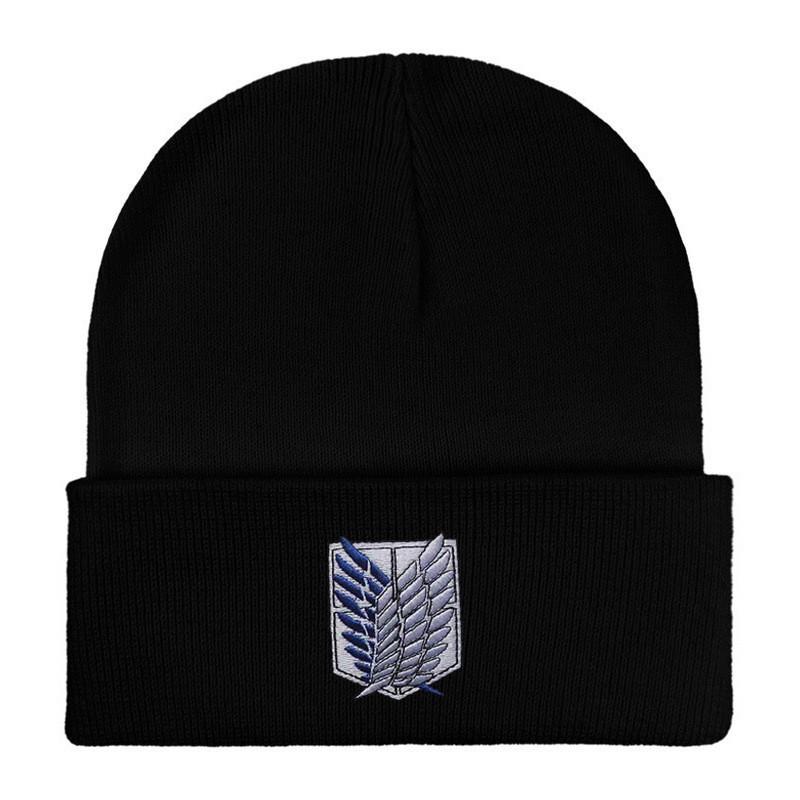 Attack On Titan Embroidered Knit Beanie With Windproof Warmth For Outdoor Activities