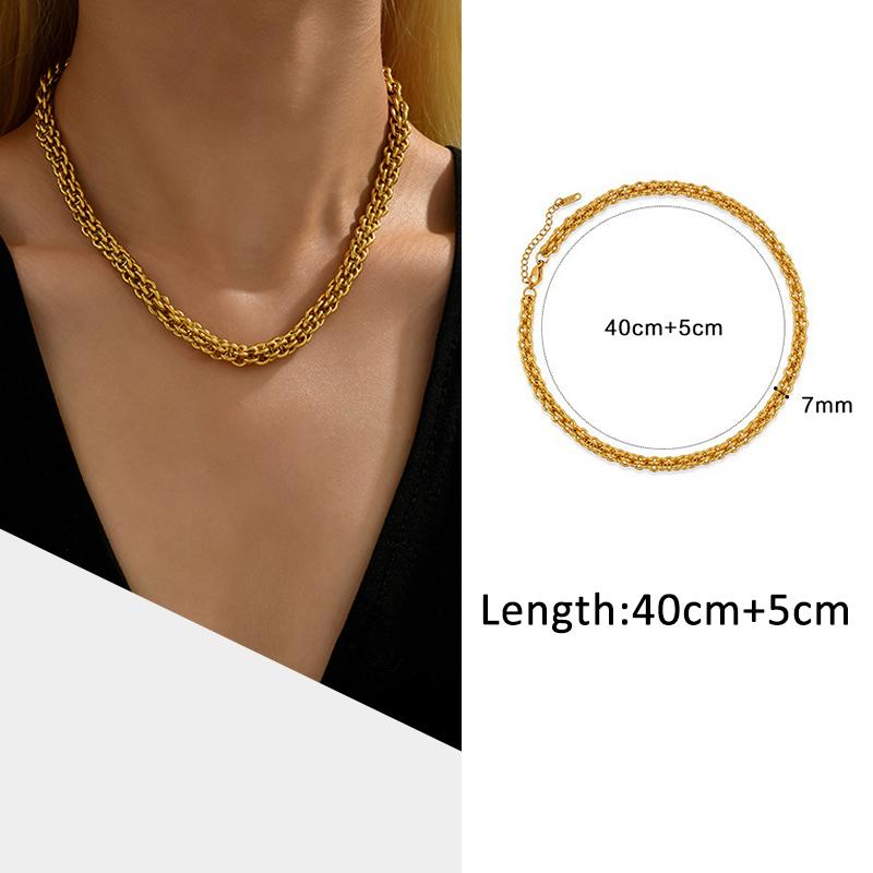 USENSET Men's Stainless Steel Chains Necklace Gold Color Handmade 18k Gold Plated Chains Individuality Zircon Gifts