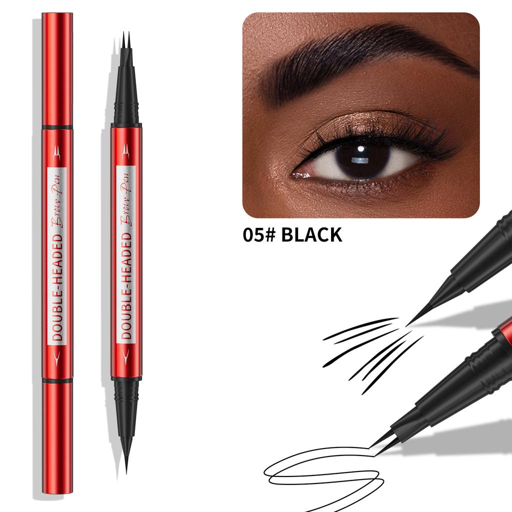 Red Tube Double-Headed Binary Eyebrow Pencil Waterproof And Non-Smudging Natural Wild Bionic Eyebrow Two-In-One Eyebrow Pencil